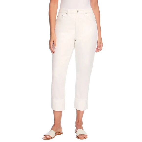 Frye High Rise Cropped Pants Size 16 16/34 Ivory White Denim Jeans Ankle New - Picture 10 of 13